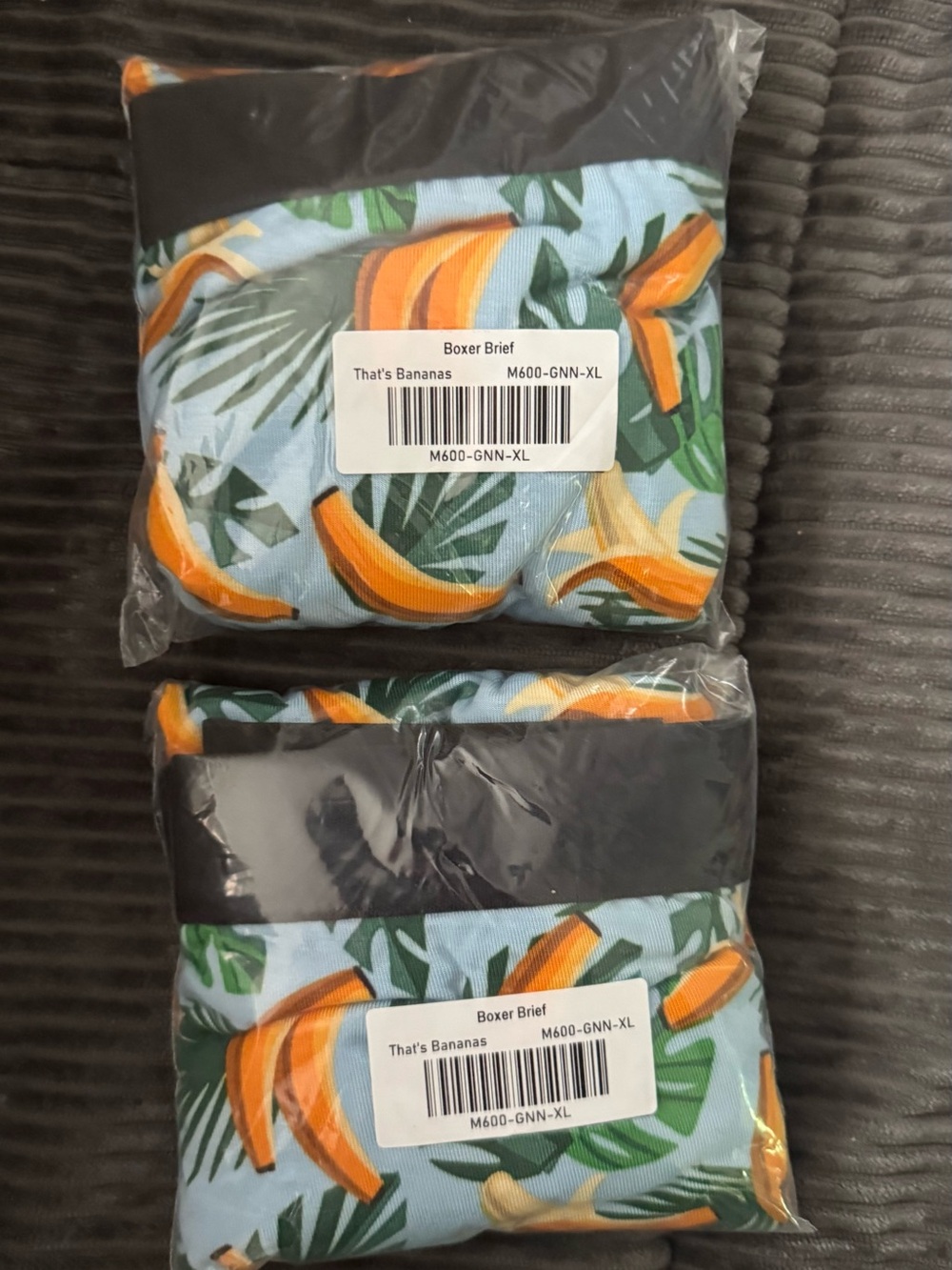 MeUndies Men’s Boxer Briefs - Light Blue with Orange Banana Print